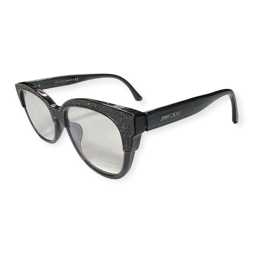 Jimmy Choo JC177 Eyeglasses Cat Eye Dark Gray Silver Glitter Frames 51-17-145mm